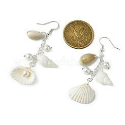 4 Paar baumelnde Ohrringe aus Messing in Muschelform&nbsp;EJEW-TA00604