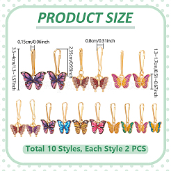 20 pendentif papillon en alliage émaillé avec paillettes&nbsp;HJEW-UN00135