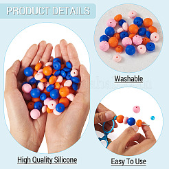 90 pièce de perles focales en silicone rondes et rondelles&nbsp;SIL-TA0003-57A