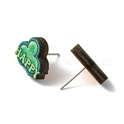 20 Uds. Pendientes de tuerca de madera verde del Día de San Patricio de 5 estilos&nbsp;EJEW-FS0001-11