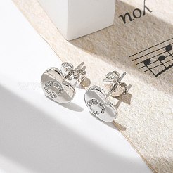Orecchini a bottone con micro pavé di zirconi chiari in ottone placcato cremagliera&nbsp;EJEW-K299-01P-G