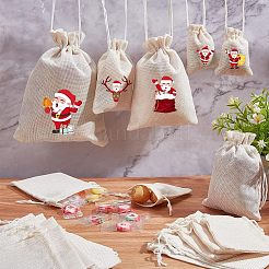 40 Stück 4 Größen Polyester-Imitat Sackleinen Verpackungsbeutel Kordelzugbeutel&nbsp;ABAG-NB0001-66