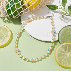 Frucht-Polymer-Ton- und Glassamen- und Acrylperlen-Perlenkette&nbsp;NJEW-JN04582-03