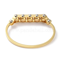 Brazaletes de acero inoxidable 304 con cuentas redondas y revestimiento al vacío de PVD&nbsp;BJEW-G700-08G