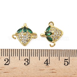 Breloques connecteurs en forme de fruits en laiton pavé de zircones cubiques vertes et transparentes&nbsp;KK-Z109-01G-03