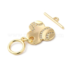Messing Micro Pave klare Zirkonia Knebelverschlüsse&nbsp;KK-P234-90G