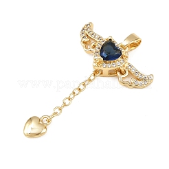 Pendentifs avec zircon cubiques à micro-pavés en laiton&nbsp;KK-B161-12G-02