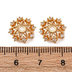 Messing Micro Pave klare Zirkonia Perlenkappen&nbsp;KK-Z112-44G