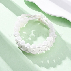 Bracelets multi-brins en perles rondes en jade blanc naturel pour hommes et femmes&nbsp;BJEW-G743-02E