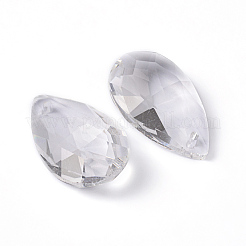 Facettierte tropfenförmige transparente Glasanhänger&nbsp;EGLA-R085-03