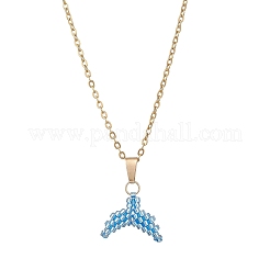 Colgante de cola de sirena con cuentas Miyuki Delica&nbsp;NJEW-MZ00130-03
