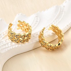 Orecchini a polsino in zircone chiaro con micro pavè di ottone&nbsp;EJEW-K309-10G