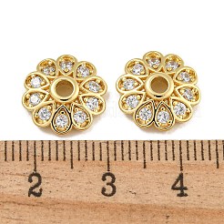 Gestellbeschichtung Blume Messing Mikropflaster klare Zirkonia Perlenkappen&nbsp;KK-U030-12G