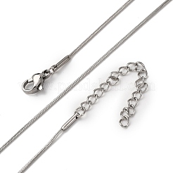 1 mm runde Schlangenkettenhalsketten aus 304 Edelstahl&nbsp;NJEW-T016-27P