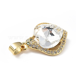 Pendenti in vero ottone placcato in oro 18k placcato in cremagliera con micro pavé di zirconi cubici trasparenti&nbsp;KK-C015-16G-13