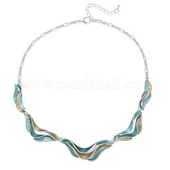 Conjuntos de collares y pendientes con colgante de onda de esmalte de aleación para mujer&nbsp;FS-WG9F57A-03