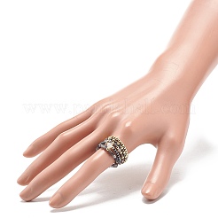 5 Stück 5 Stil natürlicher Regenbogen-Mondstein & Dichroit & synthetischer Hämatit rundes Perlen-Stretch-Fingerring-Set&nbsp;RJEW-JR00527