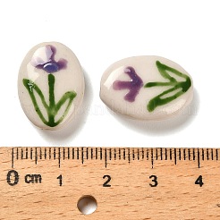 Perles en porcelaine faites à la main imprimées sur le thème des fleurs&nbsp;LS-LAMP-D303-06E-04