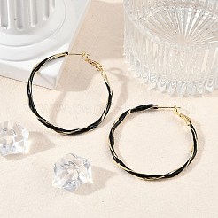 Pendientes de aro con aro retorcido de latón esmaltado&nbsp;EJEW-P301-01G-B