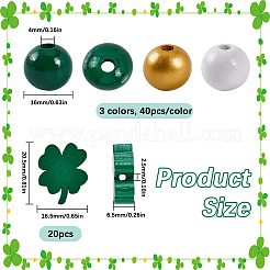 140 Stück 4 Stile Saint Patrick's Day Themen bedruckte natürliche Holzperlen-Sets&nbsp;WOOD-SP0001-29
