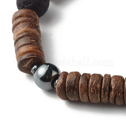Bracelet extensible en perles de noix de coco naturelles pour hommes et femmes&nbsp;BJEW-JB06771-01