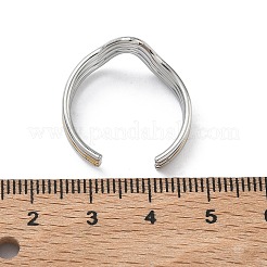 Manchette ouverte triple vague en acier inoxydable 304 pour femmes&nbsp;RJEW-A095-02PG