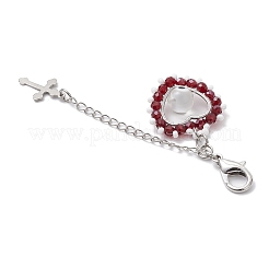 Decorazioni con ciondolo a forma di cuore con perline di vetro e lampada fatta a mano contro il malocchio&nbsp;HJEW-MZ00211-05