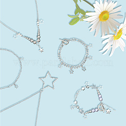 Charm-Armbänder mit Stern-Eisenketten und einreihige Halsketten mit Sternanhänger aus Zinklegierung für Damen&nbsp;SJEW-SC0001-02