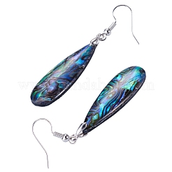 1 par de pendientes colgantes de concha de paua natural de latón chapado en rack&nbsp;EJEW-TA0001-86