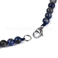 Collares babero redondos de lapislázuli natural con cuentas en forma de abanico&nbsp;NJEW-N064-04C