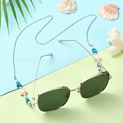 Chaînes de lunettes en perles de tortue turquoise synthétique et de graines de verre&nbsp;AJEW-EH00394-01