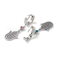 Hamsa Hand 304 Edelstahl Strass Ohrhänger&nbsp;EJEW-L283-020P