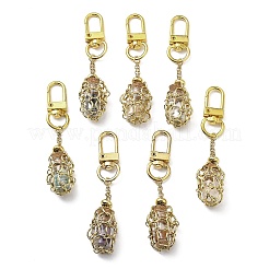 Pendentif en forme de bouteille de souhaits en verre avec éclats de pierres précieuses naturelles chakra&nbsp;HJEW-JM03138-01