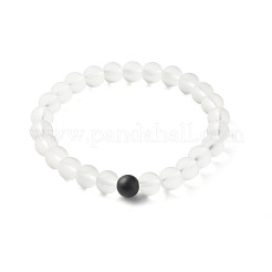 Ensemble de bracelets extensibles en perles de cristal de quartz synthétique et perles de pierre noire synthétique pour cadeau femme fille&nbsp;BJEW-JB06792