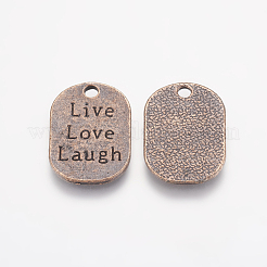 Lega di stile tibetano ovale piatto parola affermazione scolpito pendenti live love laugh&nbsp;TIBEP-22066-R-NR