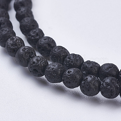 Fili di perle di roccia lavica naturale&nbsp;G-J346-37-4mm