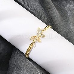 Braccialetti in ottone con micro pavé di zirconi trasparenti&nbsp;BJEW-Z082-02G