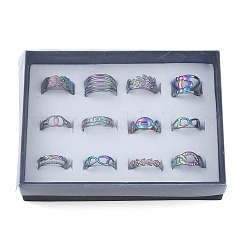 Bague de manchette réglable en acier inoxydable 304 avec placage ionique (IP)&nbsp;RJEW-MSMC002-14