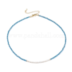 Collana di perle naturali e perle di vetro sfaccettate per ragazze adolescenti&nbsp;NJEW-JN03737