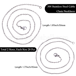 40 collar de cadena de cable de acero inoxidable 304 de 2 estilos&nbsp;NJEW-BBC0001-42
