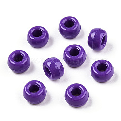 不透明なプラスチックビーズ  バレル  青紫色  9x6mm  穴：3.8mm  約1950個/500g
