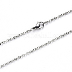 304 Stainless Steel Cable Chain Necklace, with Lobster Claw Clasp, Stainless Steel Color, 19.68 inch(50cm), Link: 2.7x2x0.6mm