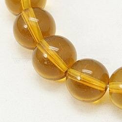 Round Transparent  Glass Beads Strands, Goldenrod, 8mm, Hole: 1mm, about 40pcs/strand, 11~12 inch