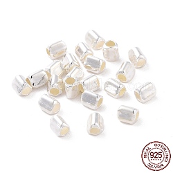 Perles 925 en argent sterling, tri-prisme, couleur d'argent, 3x3x3.5mm, Trou: 1.5mm, environ 161 pcs/10 g