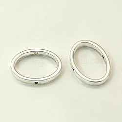 Tibetan Style Bead Frames, Lead Free & Cadmium Free, Oval, Platinum, about 19mm long, 14.5mm wide, 3mm thick, hole: 1mm