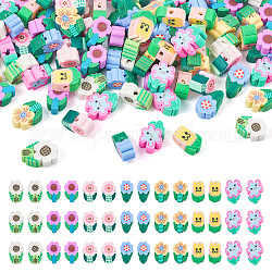 Pandahall 210Pcs 7 Style Handmade Polymer Clay Beads, for DIY Jewelry Crafts Supplies, Flower, Mixed Color, 7~13x0.5~5mm, 30pcs/style