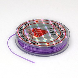 Cuerda de cristal elástica plana, Hilos de cuerda, púrpura medio, 0.8mm, alrededor de 10.93 yarda (10 m) / rollo