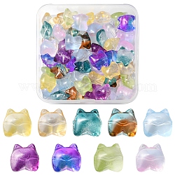 50pcs 9 perles de verre transparentes peintes à la bombe, ours, couleur mixte, 13x13x9mm, Trou: 1.2mm