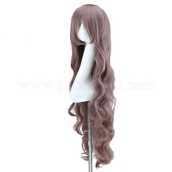 Косплей парики, синтетические парики, термостойкое высокотемпературное волокно, длинные вьющиеся парики для женщин, розово-коричневый, 39.3 дюйм (100 см)
