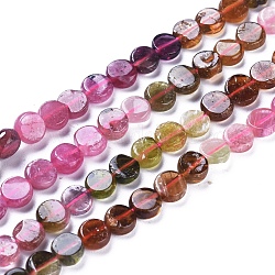 Natural Tourmaline Beads Strands, Flat Round, 5~6x2.5~3.5mm, Hole: 0.8mm, about 72pcs/strand, 15.67 inch(39.8cm)